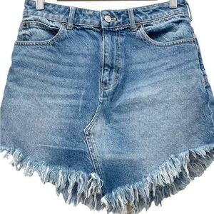 Free People Bailey Denim Frayed Hem Women Skirt